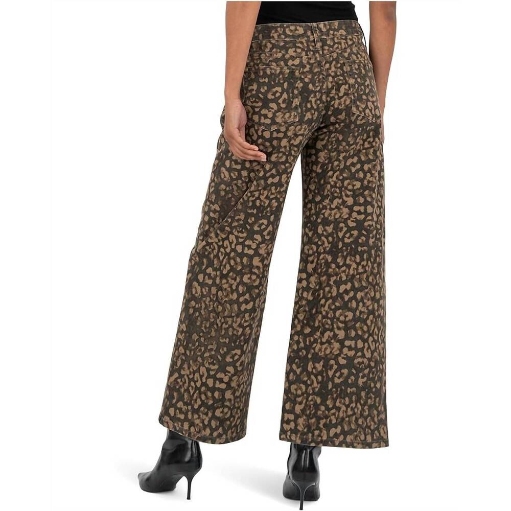 NEW KUT FROM THE KLOTH meg high waist ankle wide leg jeans in wood cheetah - Picture 3 of 4